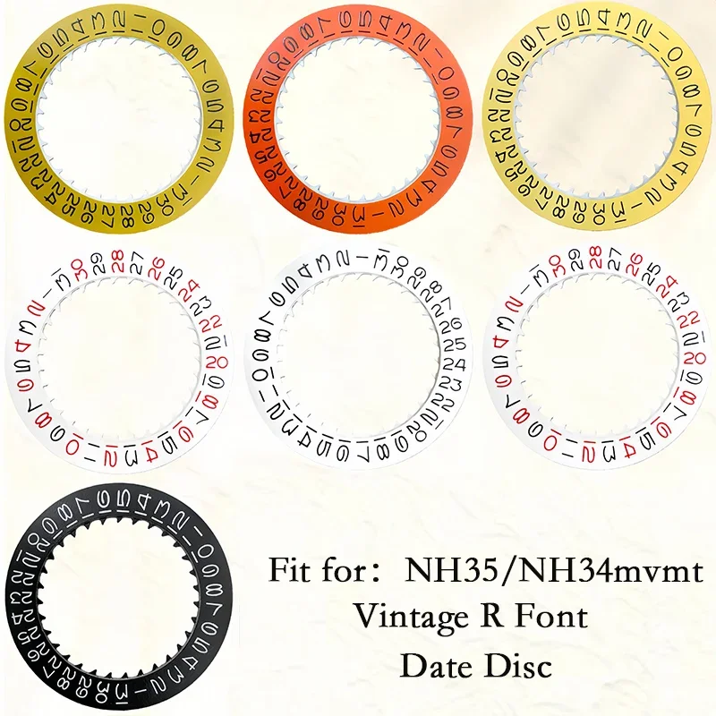 Vintage Style Retro Font Watch Date Wheel Calendar Disk Fit for NH35/NH34 Movement Watch Repair Accessory