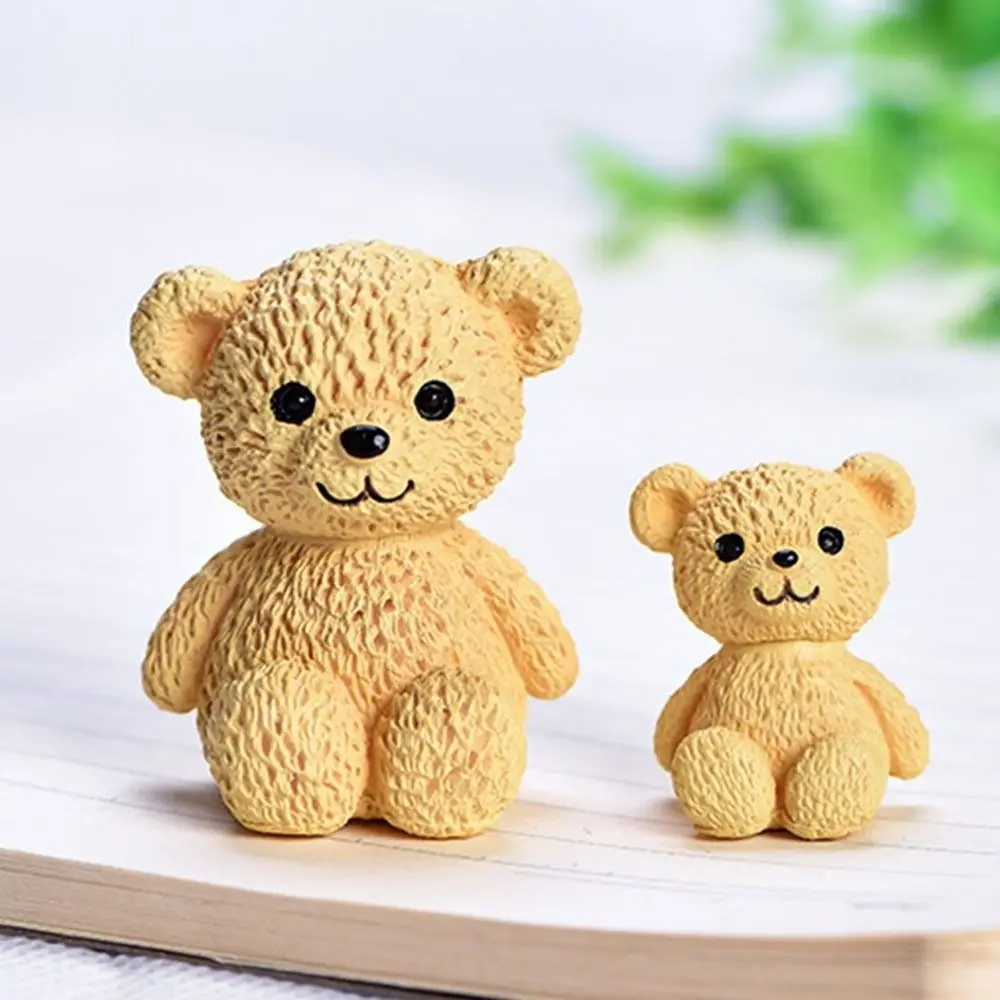 Creative Cute Miniature Bear Figurines Funny Mini Cartoon Animal Statue Plastic Handmade Bear Ornament Garden