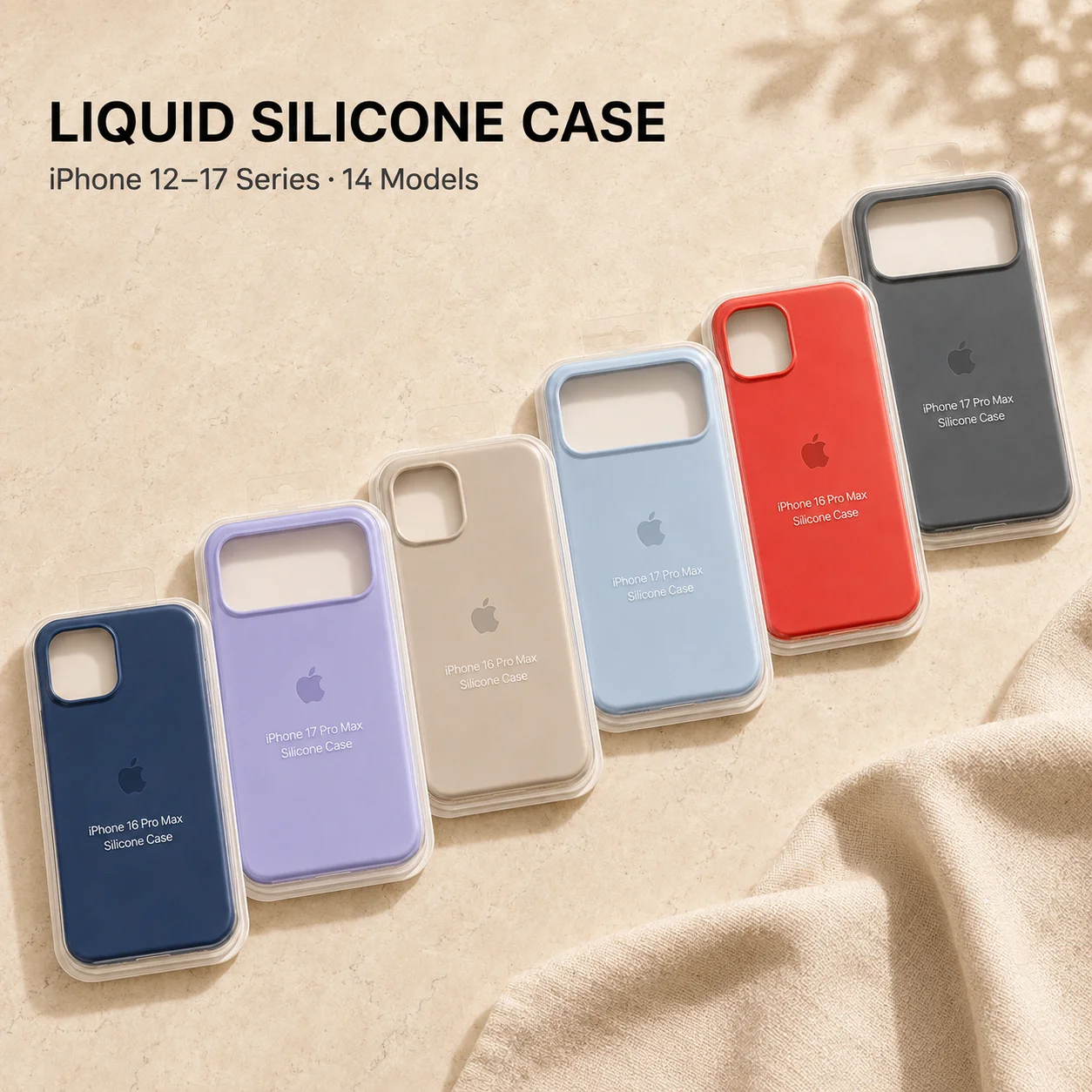 Matowe, płynne etui ochronne z silikonu do Apple iPhone 18, 17, 16, 15, 14, 13 Pro Max – miękkie, odporne na wstrząsy, zabezpieczone przed zarysowaniami, cienkie etui na telefon.