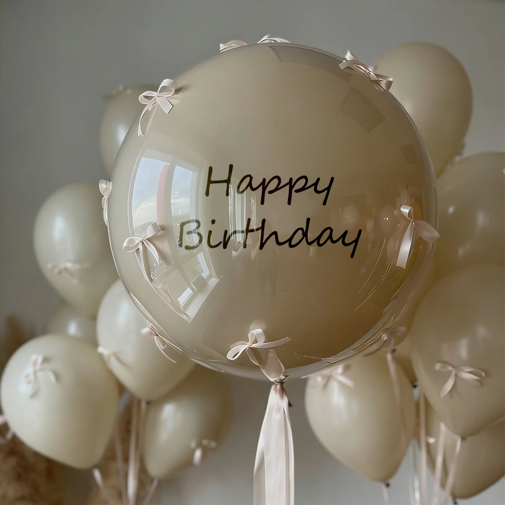 Sandweißes Schleifen-Ballon-Set mit Beigem Schleifenband zur Dekoration für Geburtstage, Hochzeiten, Babypartys, Feiertage, Partys, Ballons – Detail 6