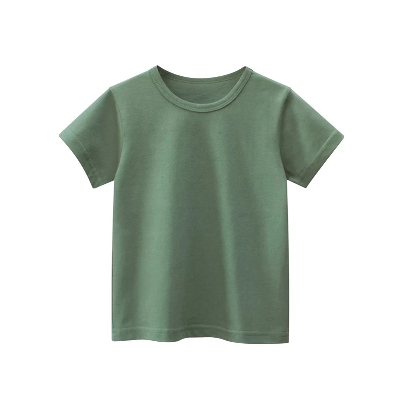 

2022 Summer New Children's Clothing Solid Color Kids Short Sleeve T-shirt Baby Boys Girls Clothes Cotton Tops Dropshipping