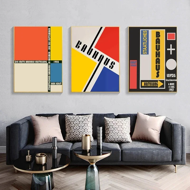 Abstract Minimalist Bauhaus Artworks Exhibition Geometric Art Posters Canvas Painting Wall Prints Picture Living Room Home Decor