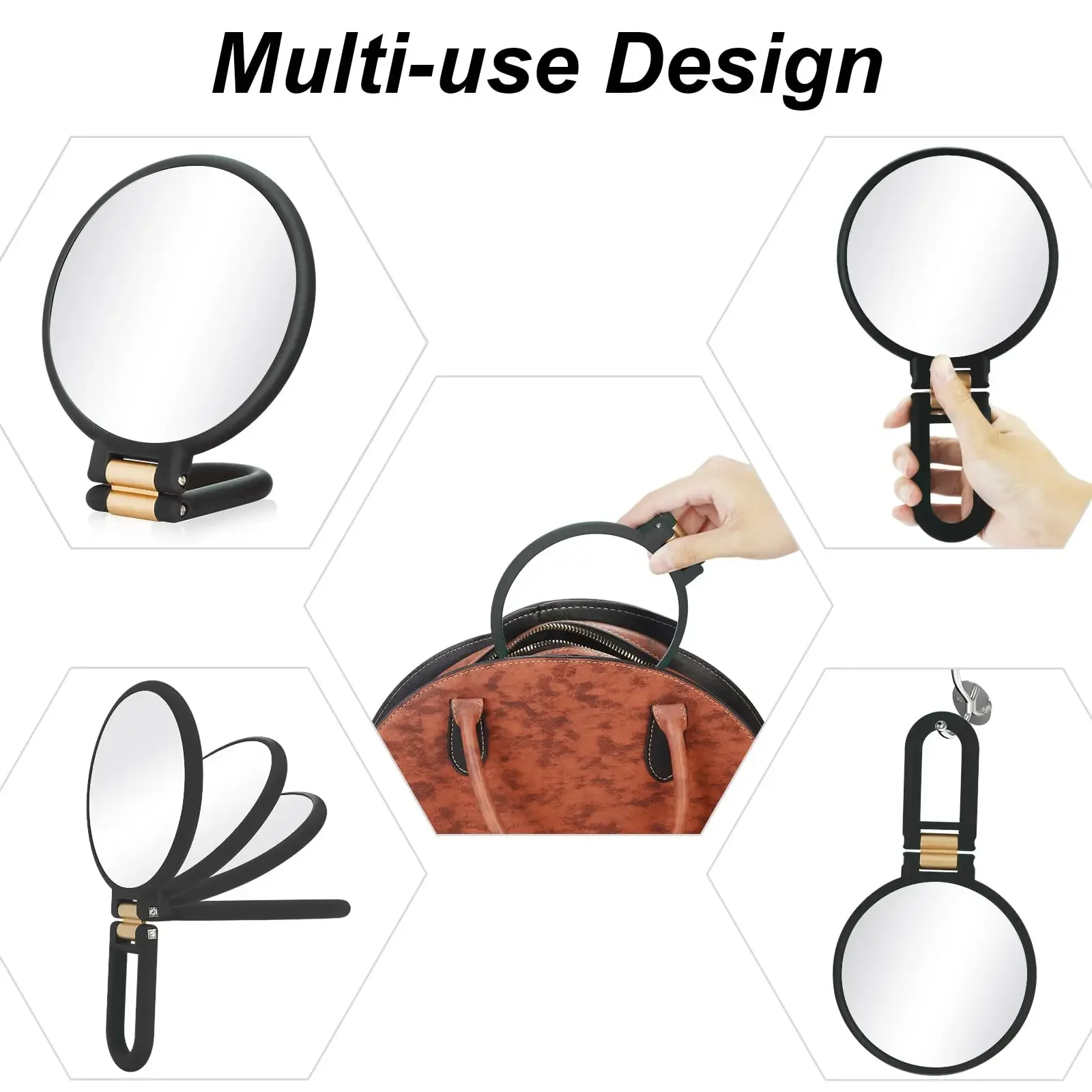 Beauty Hand Mirror, 30X Magnifying Mirror on Stand, Double Sided Magnifying Mirror with 30X/1X Magnification, 360°Adjustable Ha