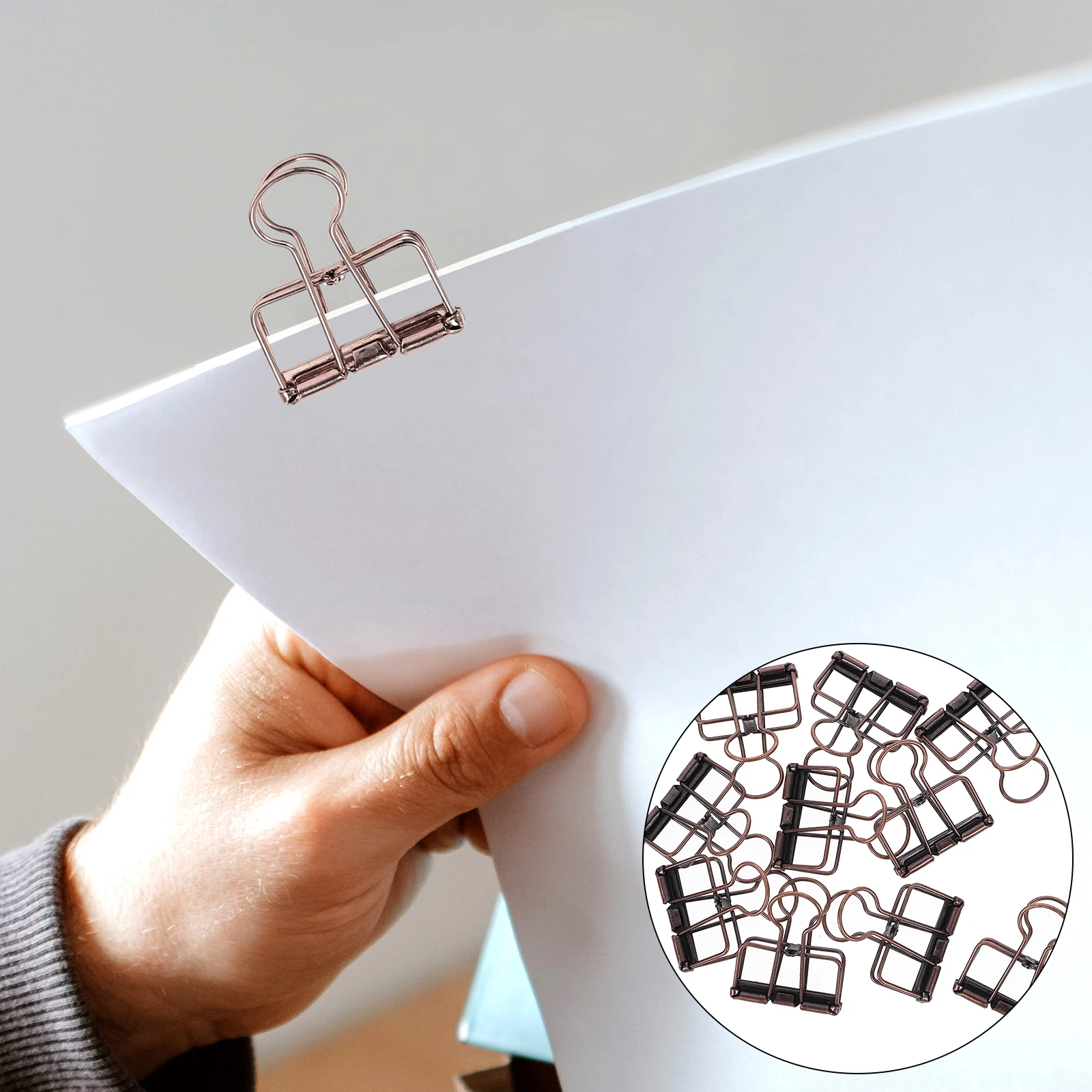 

10pcs Hollow Dovetail Binder Clips Metal Paper Clips Office Home Supplies Medium Size Color