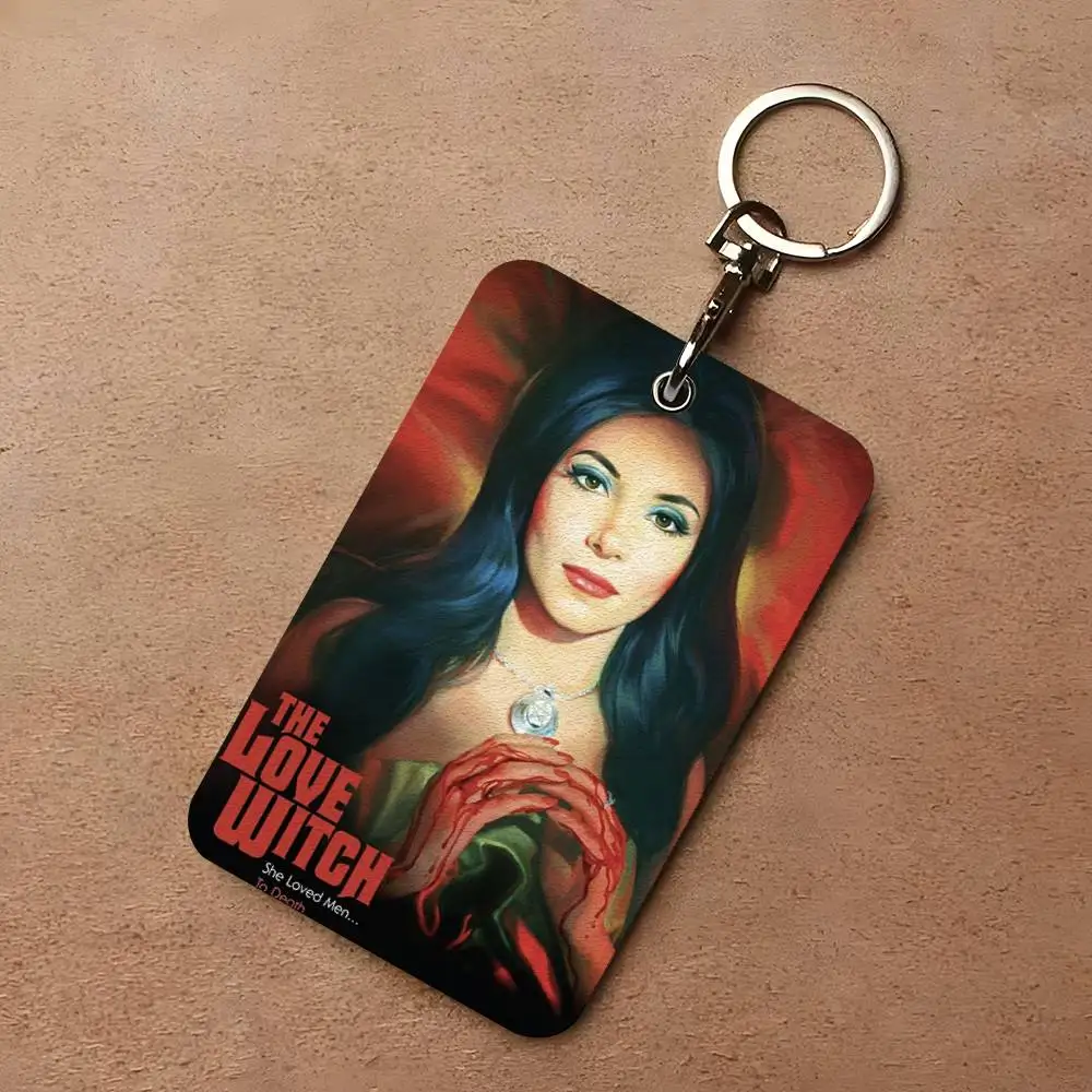 

1 шт. Кожаный картхолдер-брелок The Love Witch в стиле ретро Анны Биллер, для карт доступа, с кольцом для ключей