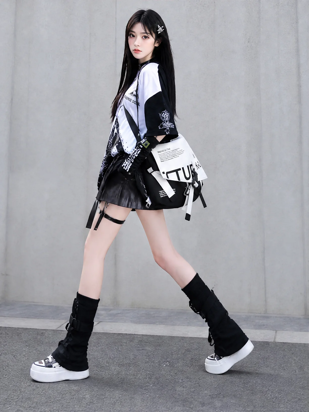 YONAIGA Original Design Unisex Letter Print Single Shoulder Crossbody Bag Soft Polyester  Zipper Closure Casual Backpack