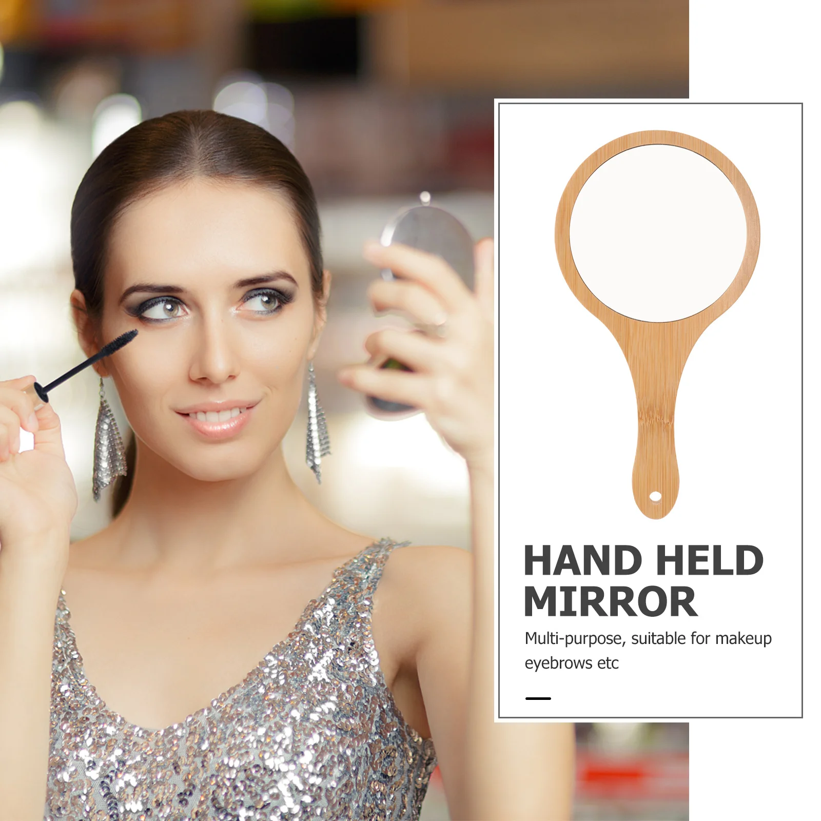 Specchio da viaggio vintage portatile in bambù per trucco da donna Piccolo specchio decorativo leggero per la casa