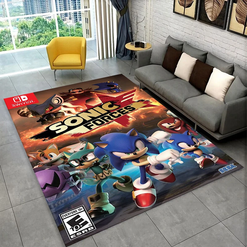 3D Classic S-Sonic Game Carpet Rug for Home Living Room Bedroom Sofa Doormat Decor,Large Area Rug Non-slip Floor Mat Gift