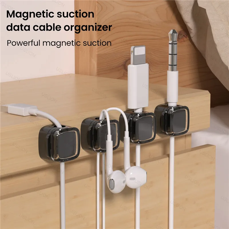 Colorful 6 PCS Magnetic Cable Clips Cable Smooth Adjustable Cord Holder Under Desk Cable Management Wire Keeper Cables Organizer