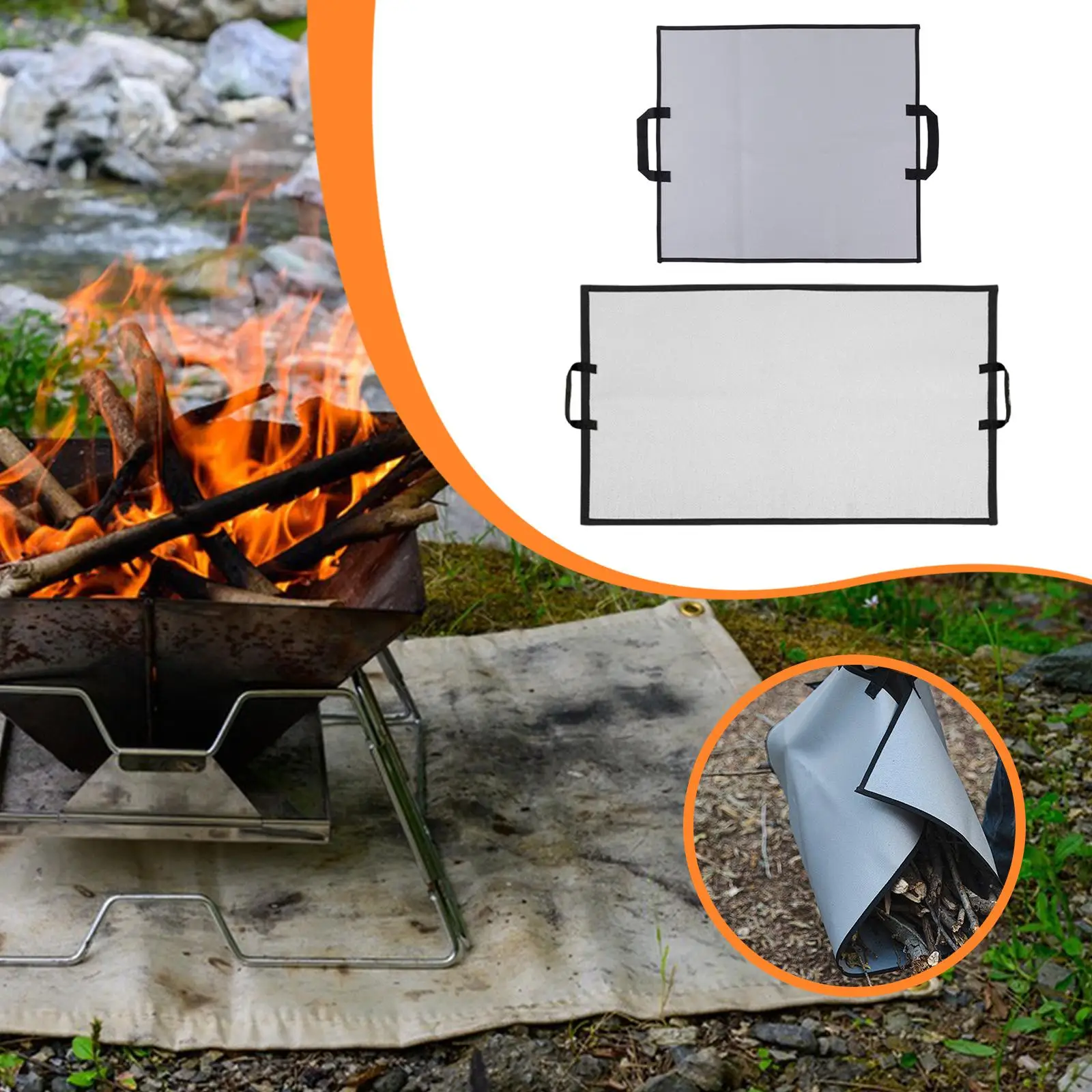 Fireproof Mat Portable Silicone Fiberglass Fire Protective Blanket for Camping Barbecue Kit Lawn Patio