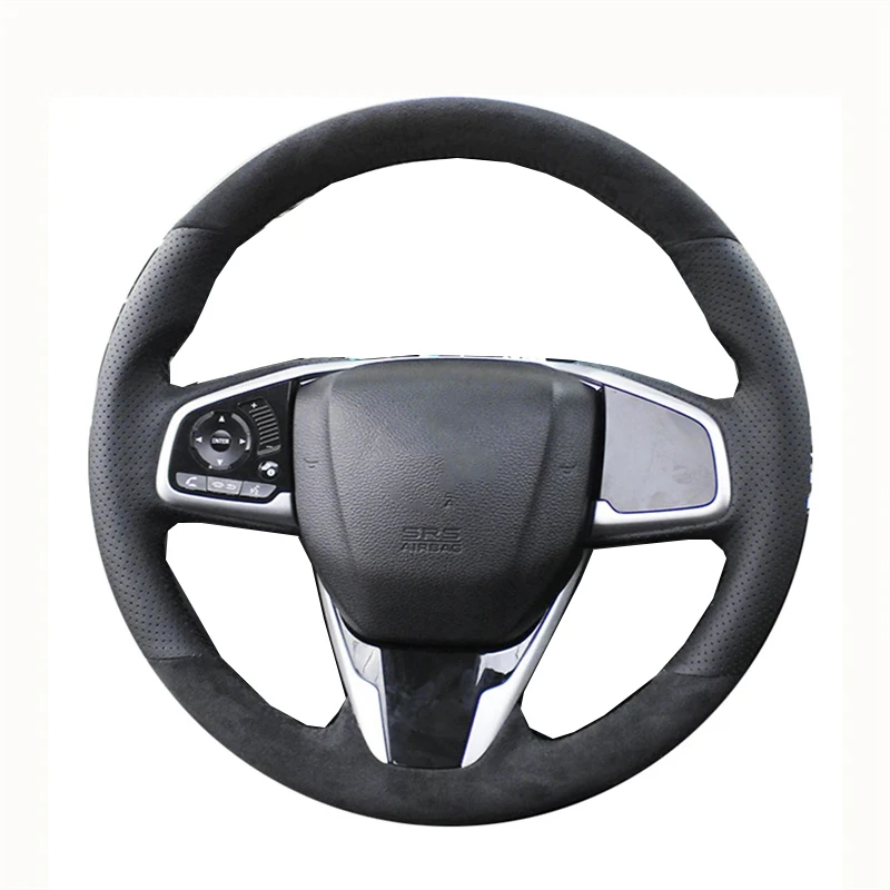 Suede Genuine Leather Car Steering Wheel Cover For Honda Civic 10 2016-2021 CRV CR-V 2017-2021 Clarity 2016-2021 Car Accessories