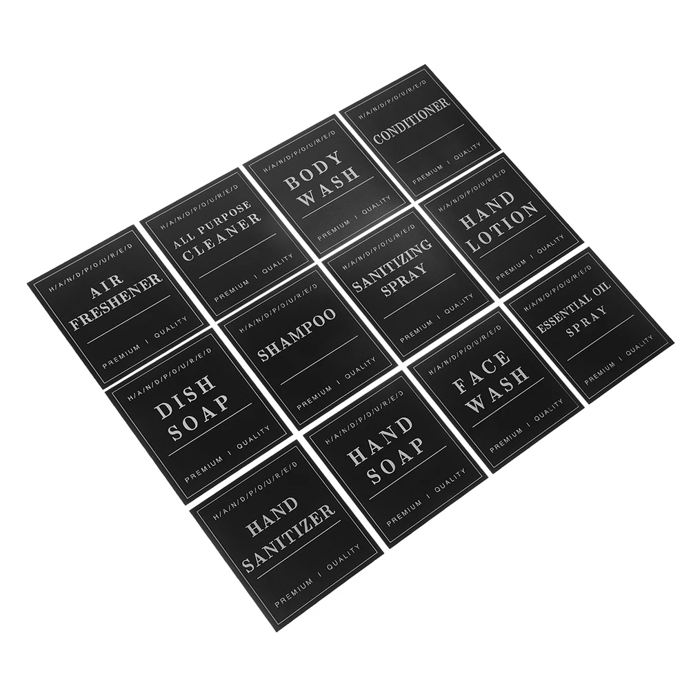 

24pcs Waterproof Labels for Bathroom Containers Travel Size Bottles Stickers Glass Soap Dispensers Easy Application ganize