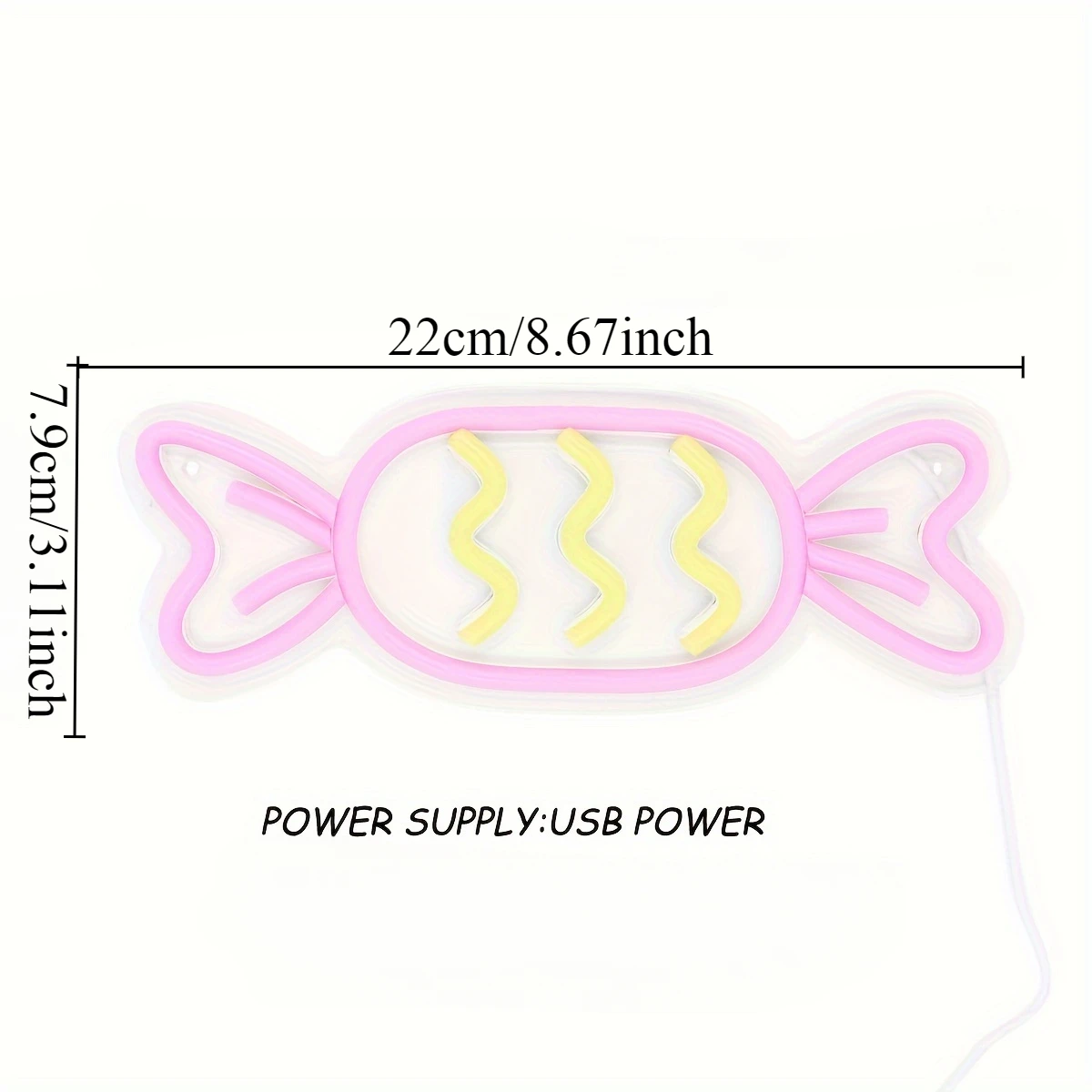 Candy Neon Sign USB Powered LED Neon Light Wall Decor for Candy Shop Living Room Bedroom Club Halloween Party Gift for Kid