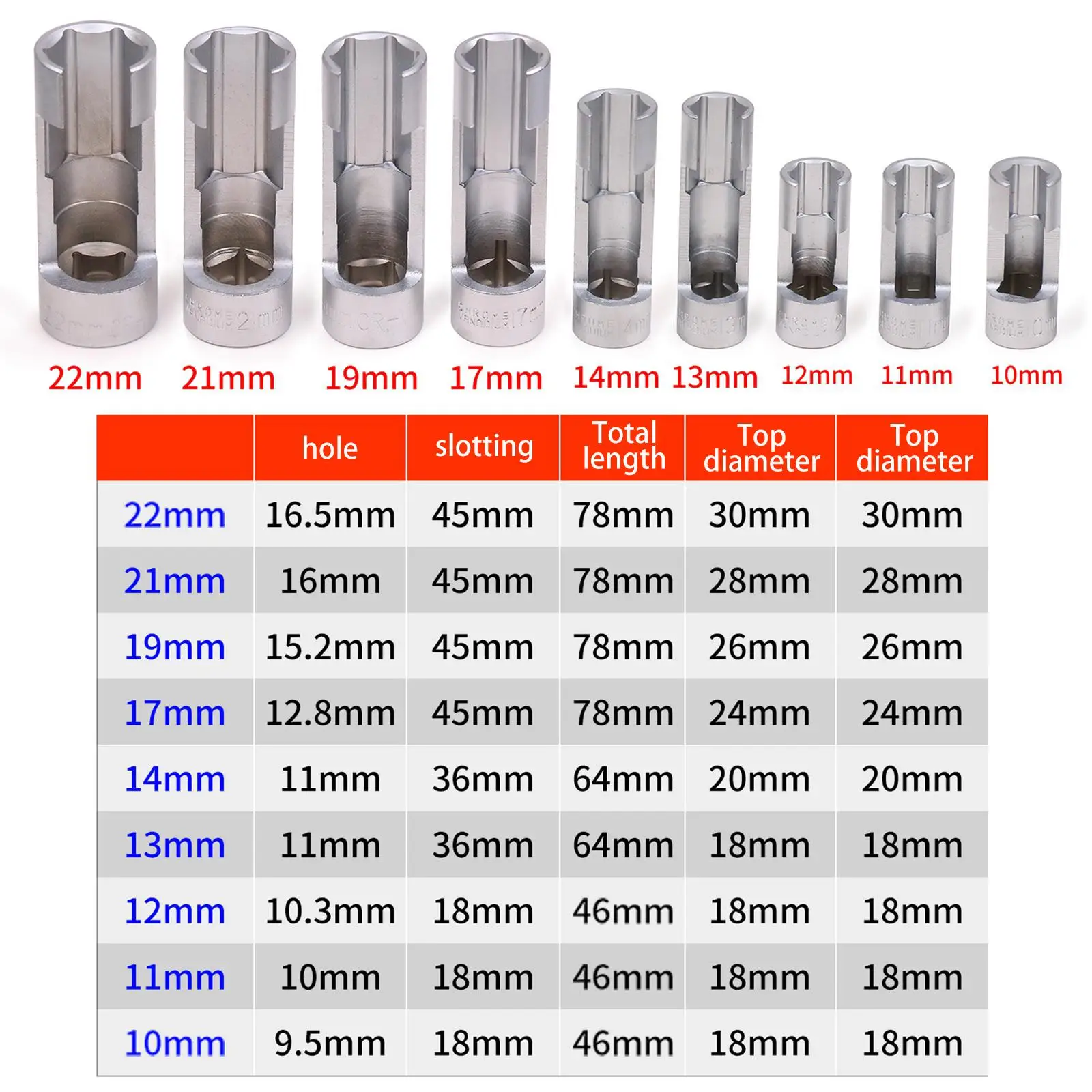 

Automotive Steel Fuel Line Socket Wrench 9 Piece Open Slot Nut Tool Set for Car Repair and Maintenance