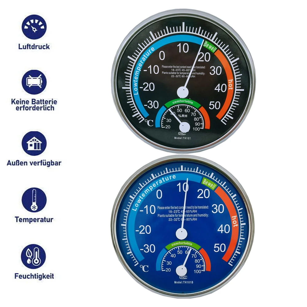 Hygrometer Thermo Control Inside Garden Room Thermometer ABS Workshop Analogue Humidity Blue Classroom Laboratory