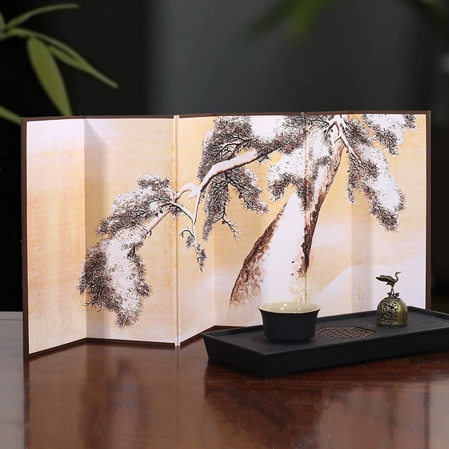 A Landscape Upon Your Desk | New Chinese Style Scholar's Screen | Silk-Mounted, Table Screen Painting Gift-Boxed for Collectors