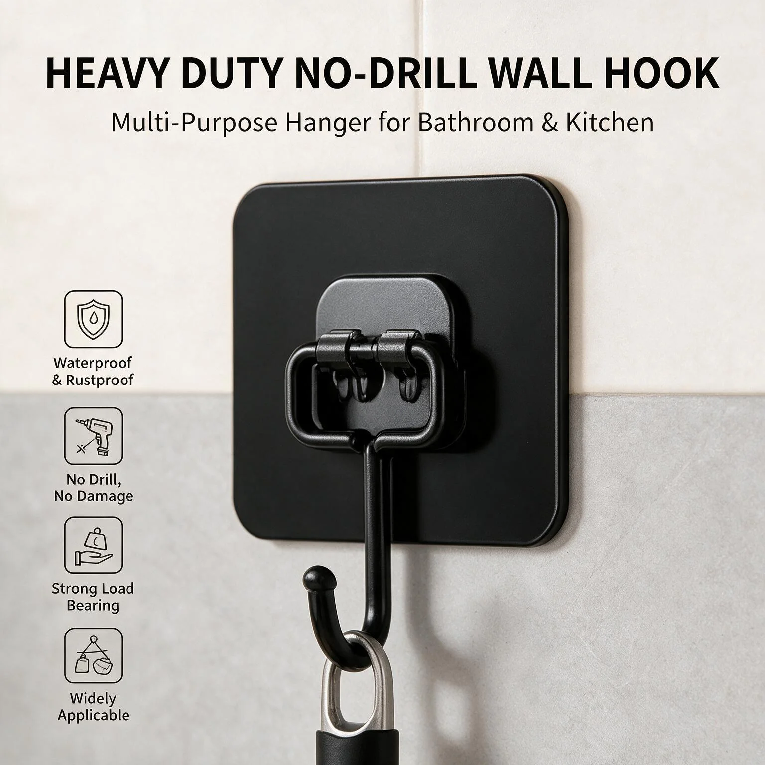 Strong Sticker Waterproof Rotating Hanging Hooks Self Adhesive Wall Door Holder Kitchen Bathroom Storage Organizer
