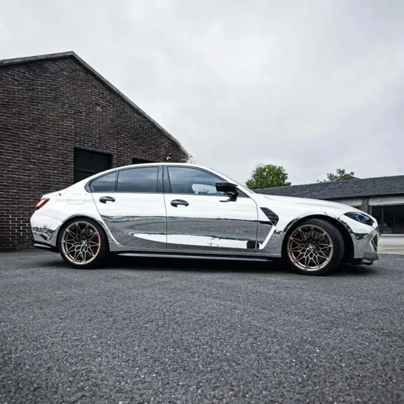 Premium Silver Mirror Chrome Vinyl Wrap Film Roll - DIY Self Adhesive Car Decal Automotive Wrapping Foil