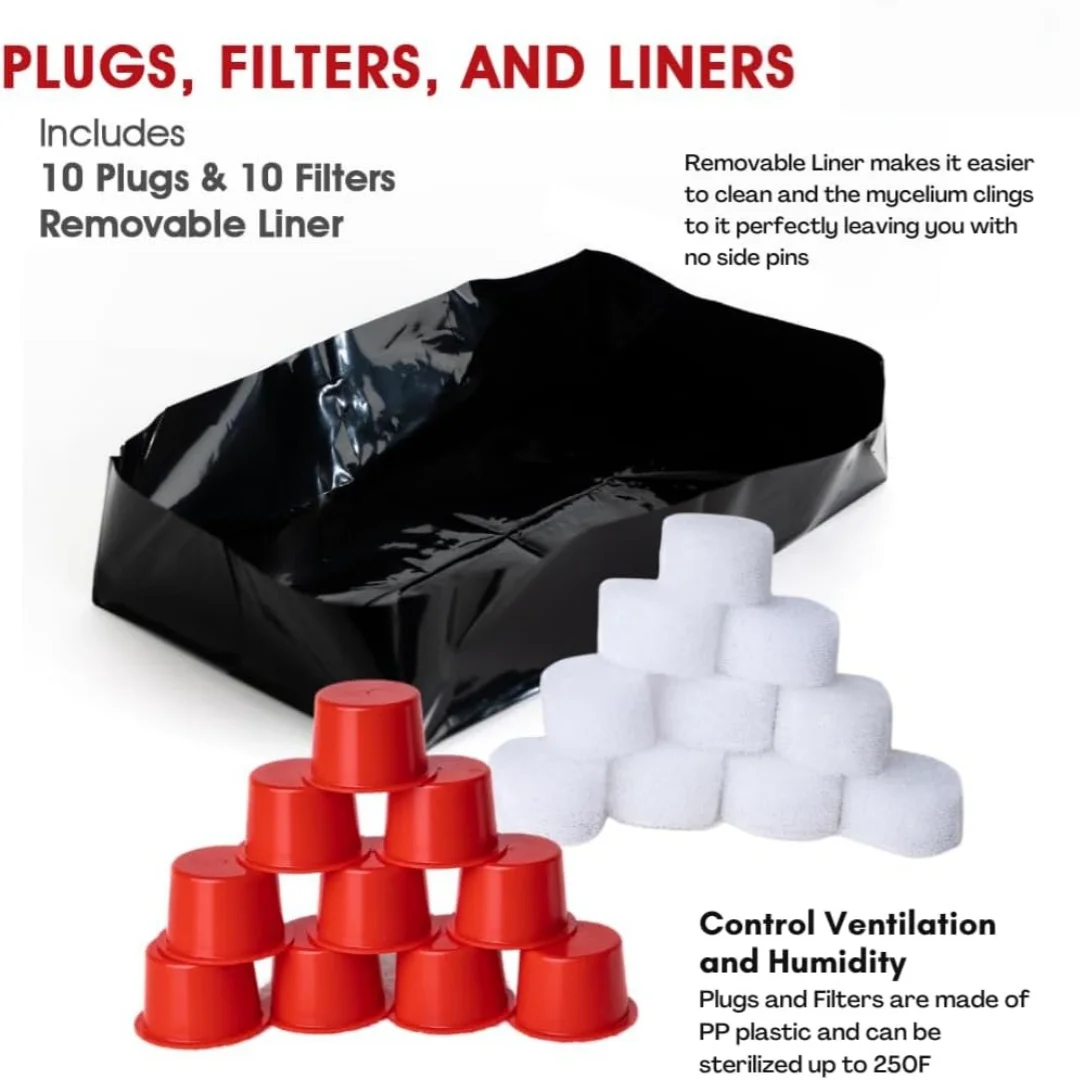 Inflatable Monotub Kit, Mushroom Growing Kit Includes a Drain Port, Plugs & Filters, Removeable Liner