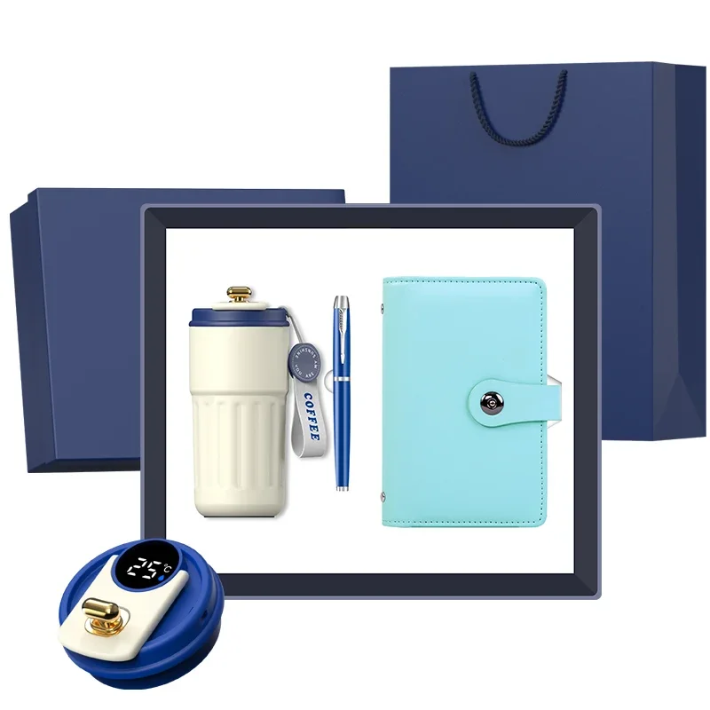 MXF72-3 Conjunto de presente para cliente caneca + caneta + pasta de bilhetes 3 em 1 caixa de presente corporativa de escritório personalizada