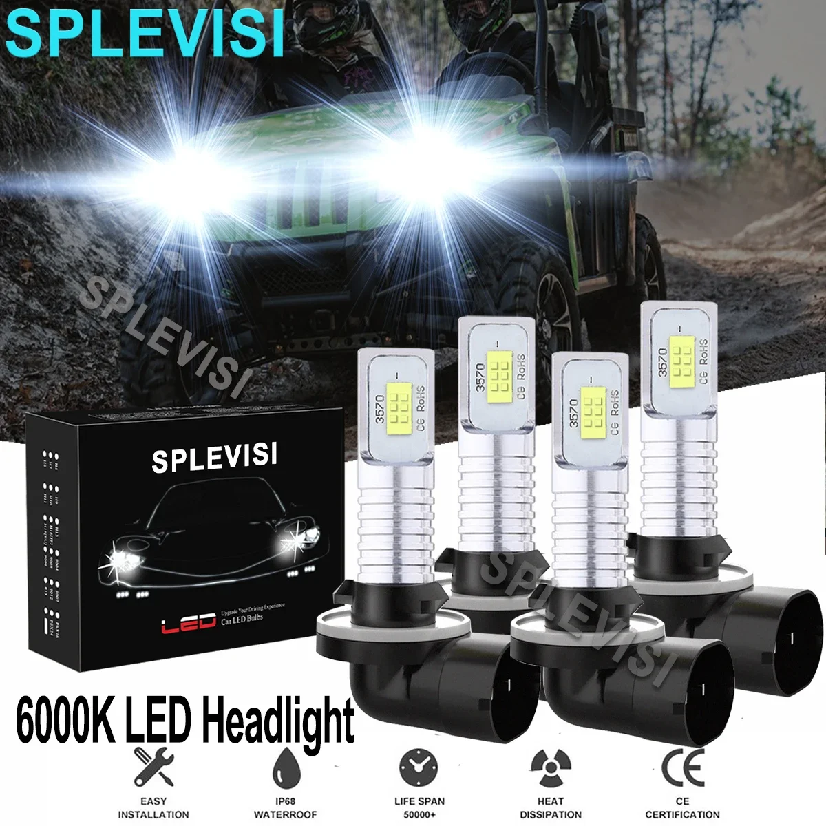 

4x 140W 6000K Pure White LED Headlight Bulbs Kit For ARCTIC CAT PROWLER 1000 HDX 500 700