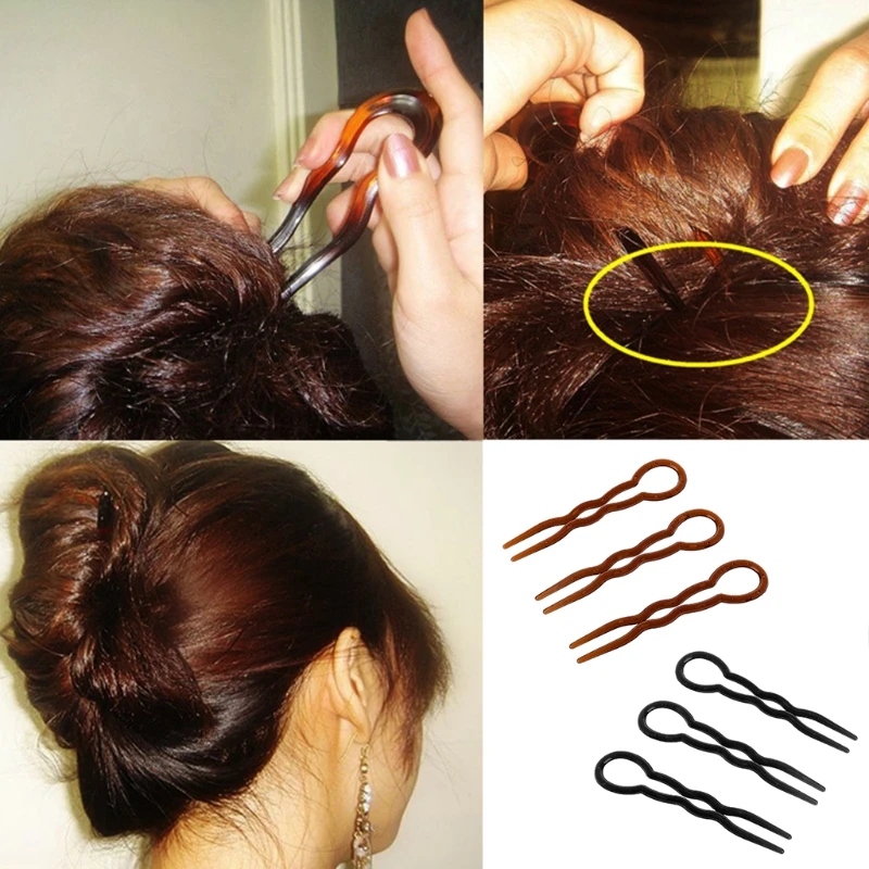 3 Buah Alat Garpu Kepang Gaya Rambut Garpu Rambut Bentuk Klip Garpu Pin Aksesori Dropshipping