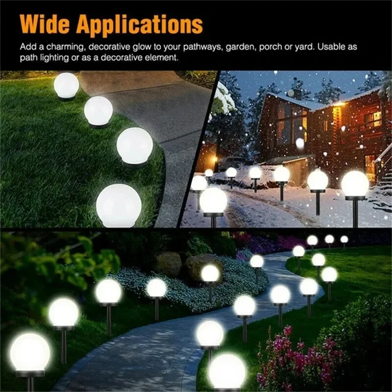 Solar Garden Round Ball Bulb Light LED Outdoor Waterproof Landscape Villa Lawn Light Ground Plug Light Garden Decorative