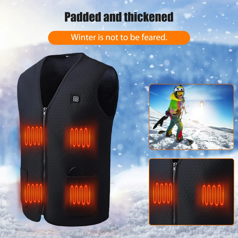 Smart Heating Vest 3-Speed Temp Control USB Electric Thermal Warm Vest Men Women Mobile Power Not Included for Hunting/Hiking