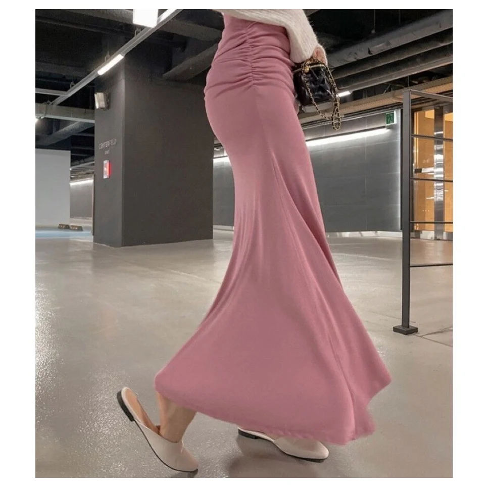 

High Waist Pleated Slimming Sexy Fi Tail f Skirt Women's Trendy Summer New Arrival Dongda Gate 2025 Polyester Fabric