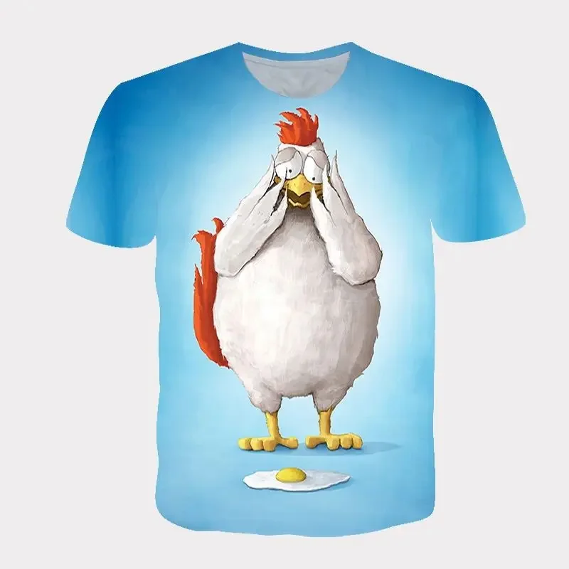 Summer Personality Animal Chicken Cool Image Men'S T-Shirt 3d Hd Printing Comfortable Large Profile O-Collar Short-Sleeved Shirt