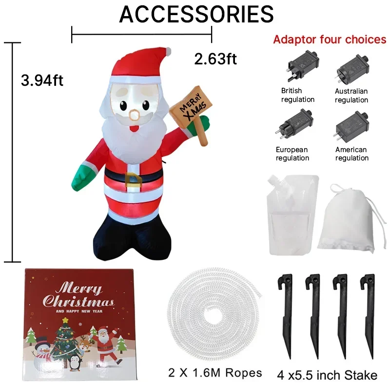 Decorazioni natalizie da 4 piedi Babbo Natale gonfiabile con cartello giocattoli ornamenti da cortile per la casa con decorazioni a LED giocattolo per decorazioni per feste di Natale
