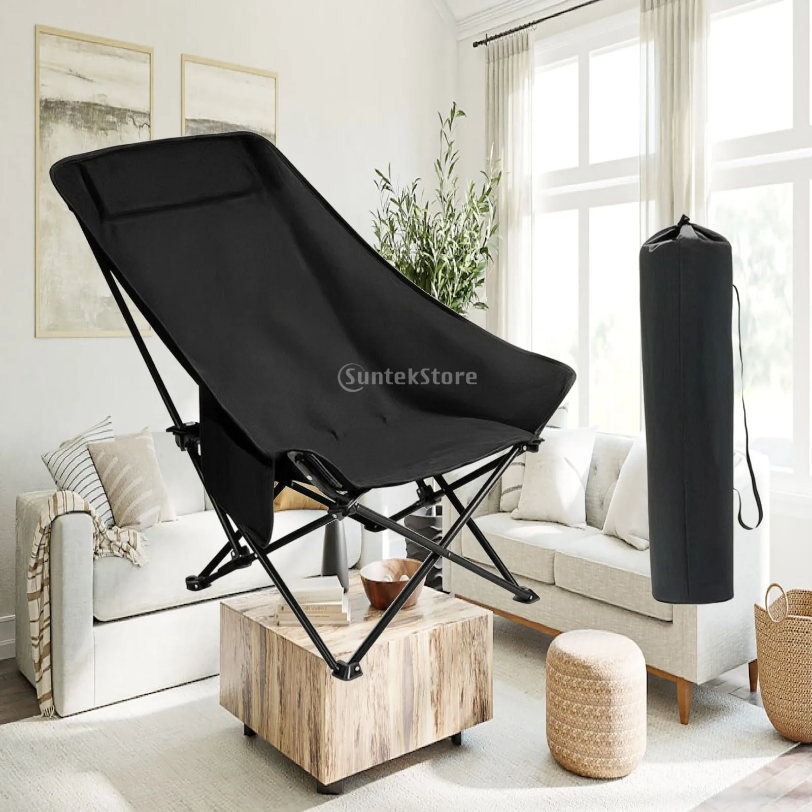 Moon Chair with Steel Frame Adjustable Moon Chair Recliner Sturdy Furniture Comfortable for Campers, Camping, Patio