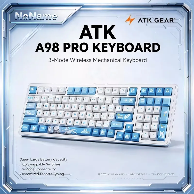 ATK A98 PRO Tri Mode Wireless Mechanical Keyboard Bluetooth Hot Swap Ergonomic Gaming Keyboard Super Battery Purple Latte Switch