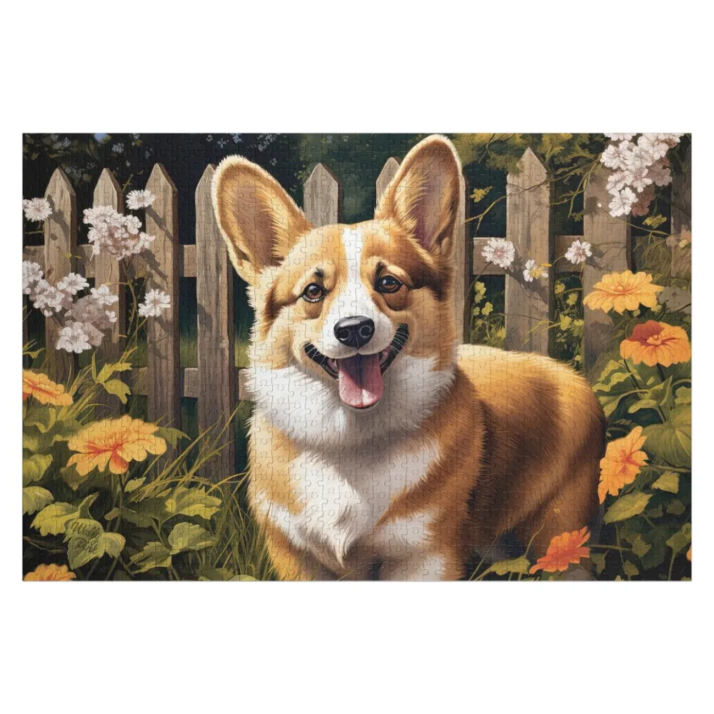 cute Welsh Corgi dog in beautiful summer garden Jigsaw Puzzle Baby Toy Wooden Jigsaws For Adults Custom Jigsaw For Kids Puzzle