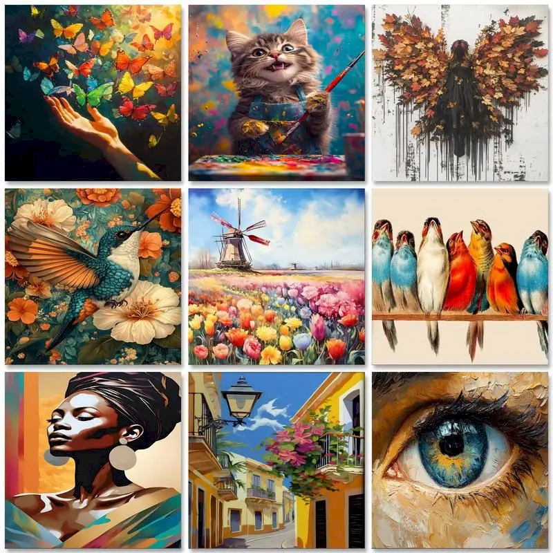 GATYZTORY Frame Painting By Numbers Flowers Art Landscape DIY Paint By Number Drawing Canvas For Adults Gift Modern Home Decor