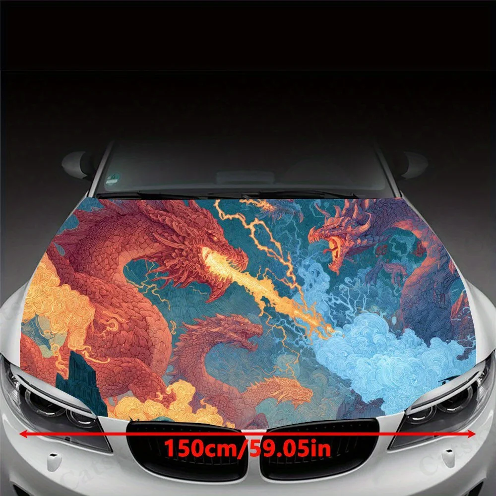 ملصق غطاء محرك السيارة الأسطوري Dragon Clash، ملصق فني تلقائي، ديكور شخصي خارجي للسيارة، هدية لمحبي السيارات، فريد من نوعه #2