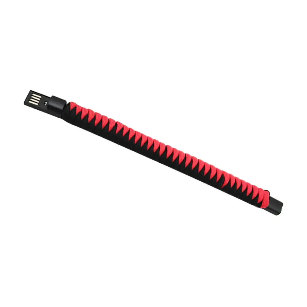 Creative 22Cm Data Cable Bracelet Detachable Umbrella Rope Type-C Charging Wristband Portable Cable Black Red