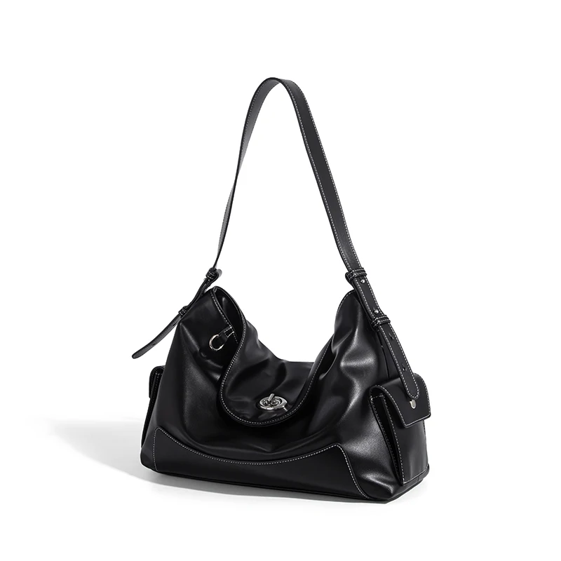 

High-quality PU leather shoulder bag for women luxury designer black handbag and wallet 2025 new large capacity tote bag