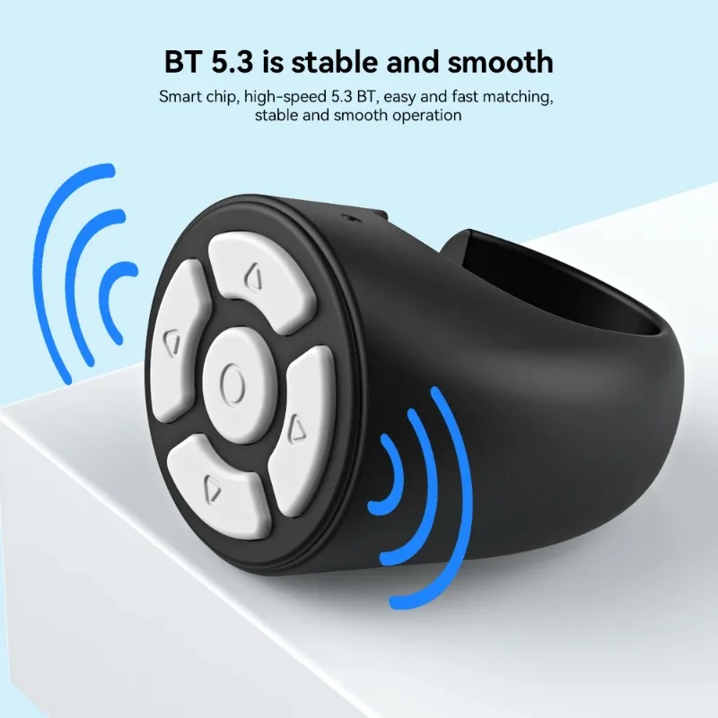 Bluetooth 5.3 Jari Bergulir Remote Control Video Ponsel Remote Control Tongkat Selfie Pengontrol Ujung Jari Halaman Otomatis