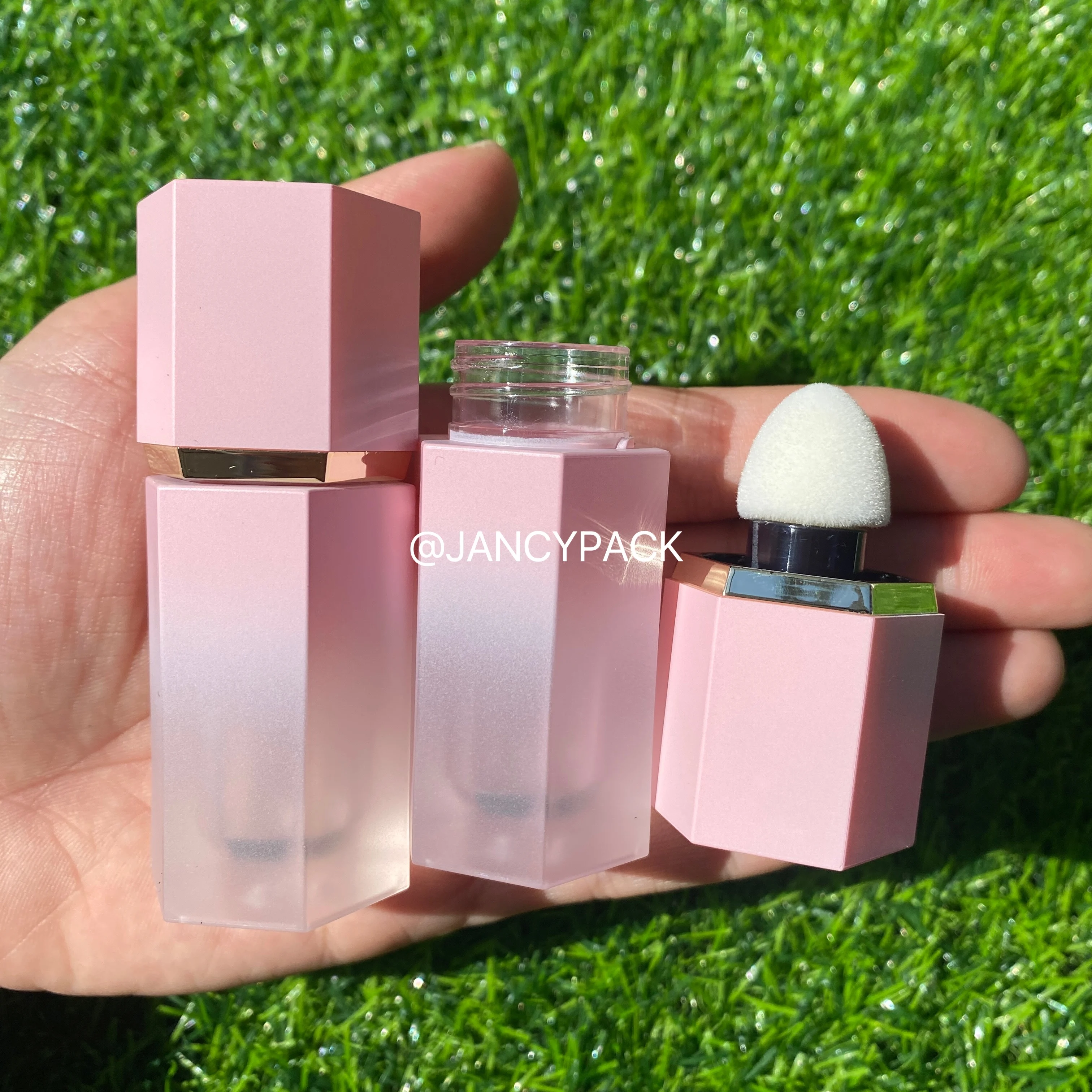 7ml Pink empty Blush Contouring Shadow Blusher Powder Cheek Tint Cosmetics container bottle with soft sponge