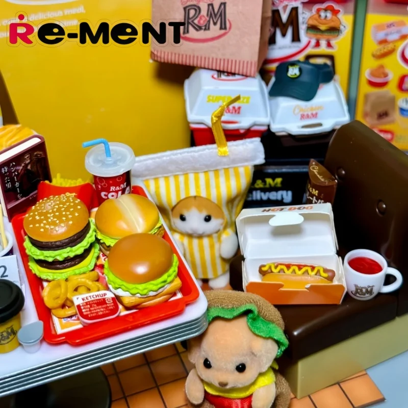 Hot Re-Ment Chocolate World Hamburger Model Dessert Room Miniature Scene Blind Box Decoration Birthday Gifts