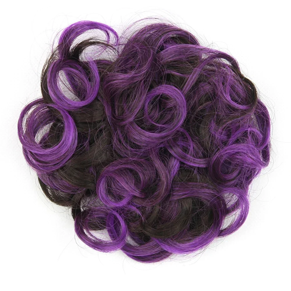 Soowee Synthetic Messy Bun Purple Updo Hairband Flexible Scrunchies Curly Hairpieces Chignon Headband Scrunchie