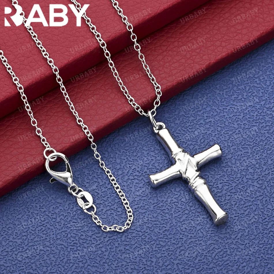 

URBABY 40-75cm 925 Sterling Silver Cross Pendant Necklace Charm Trend Birthday Gifts Fashion Party