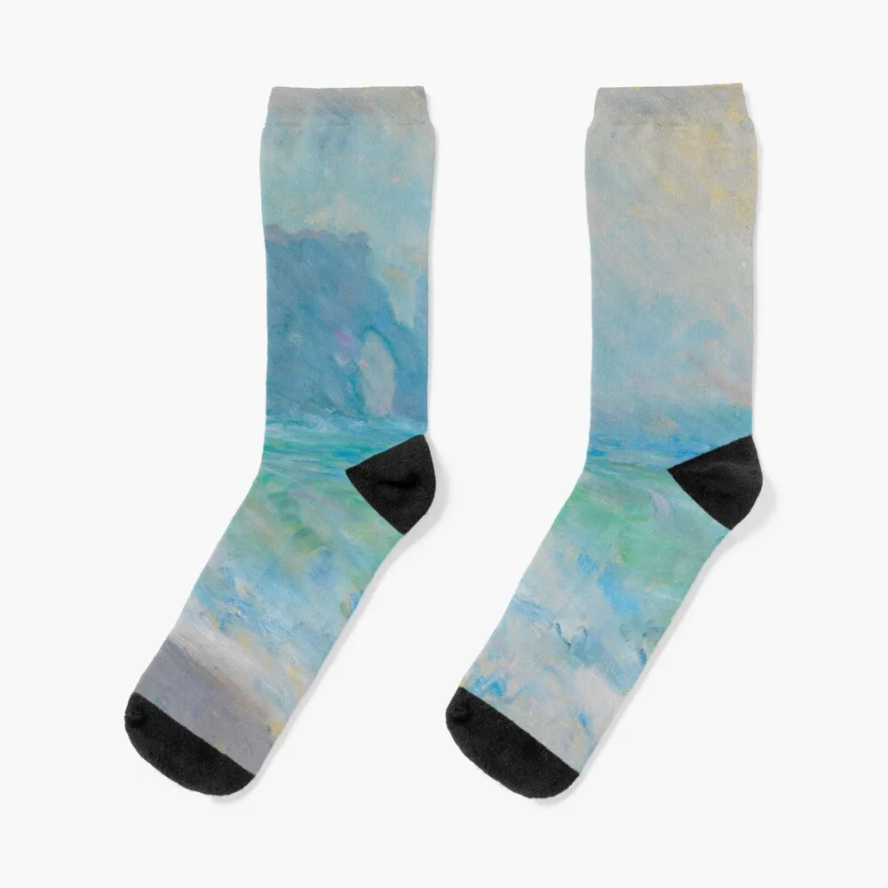 Claude Monet Etretat, The Cliff Oil Painting Socks funny gifts gift Men's Socks Luxury Women's