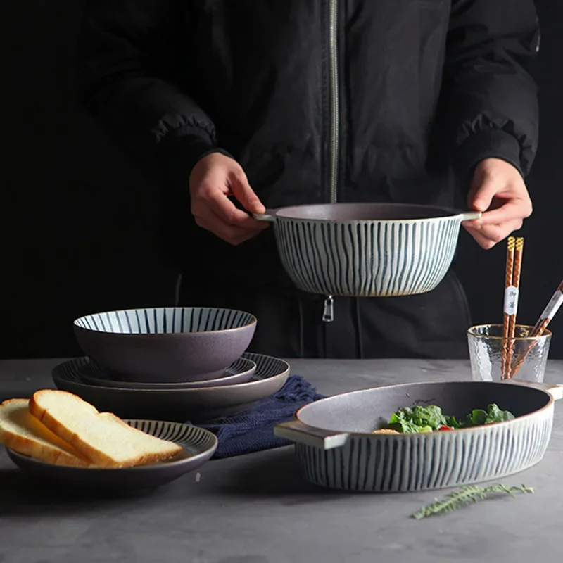 LingAo Japanese Hand-painted Ceramic Tableware, Bowls and Plates