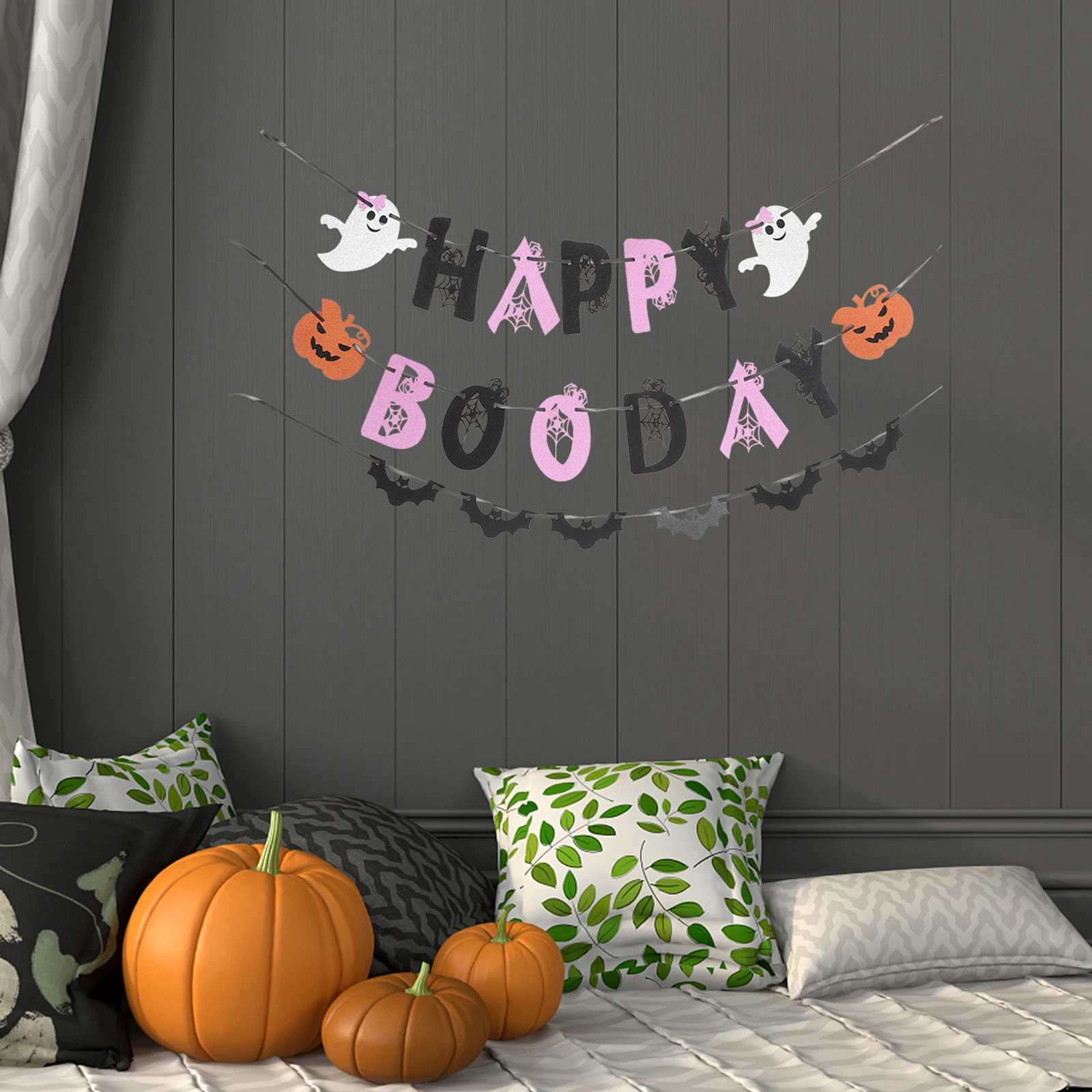 

1Set Halloween Banner Party Flag Bunting Garland Creative Hanging Decor for Haunted House Carnival Ghost Festival Indoor Outdoor