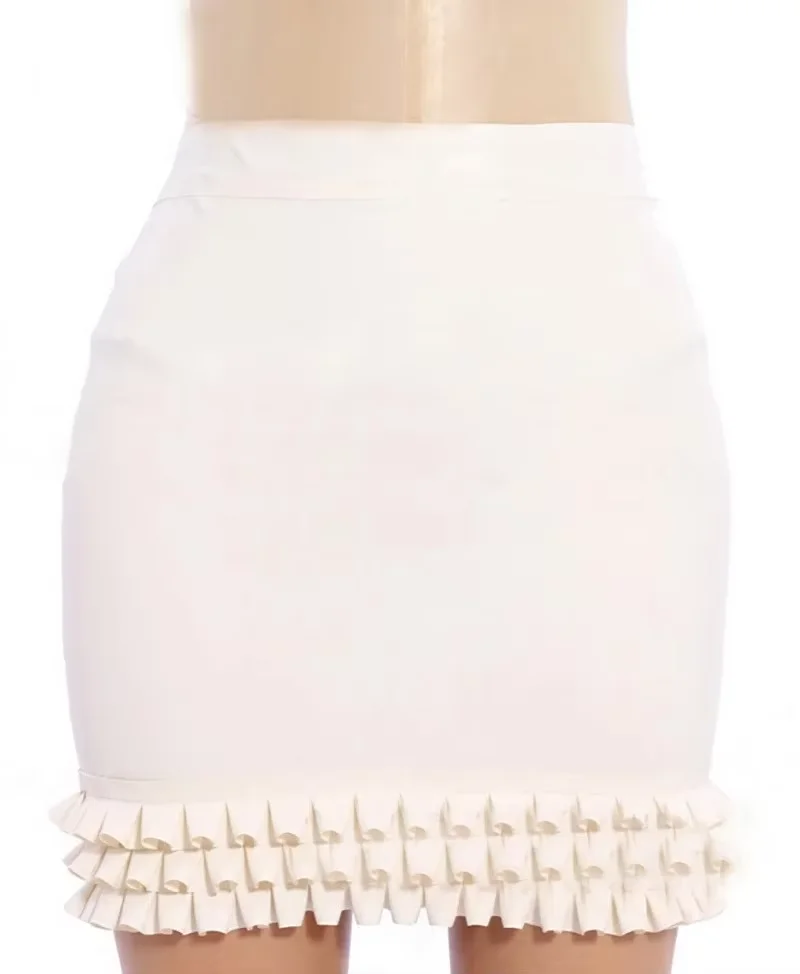 

exotic New Sexy Lingerie Cekc Handmade Women white Latex Mini pleated side purfle Skirt Fetish Zentai uniform costumes dress
