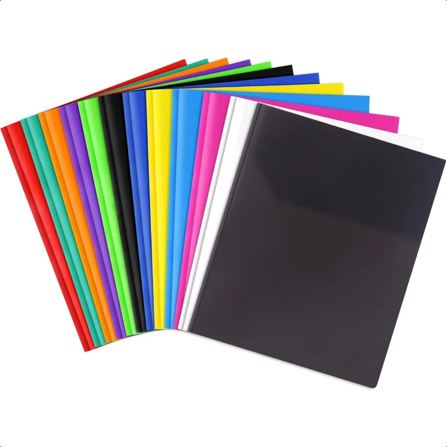 

Plastic Two Pocket Folders with Prongs Heavy Duty Folders with 2 Pockets and 3 prongs File Folders with etal Prong Fasteners Le