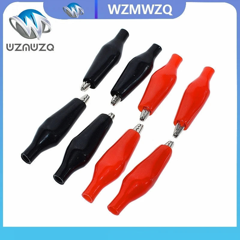 10pcs/lot 28MM Metal Alligator Clip G98 Crocodile Electrical Clamp for Testing Probe Meter Black and Red with Plastic Boot Rated