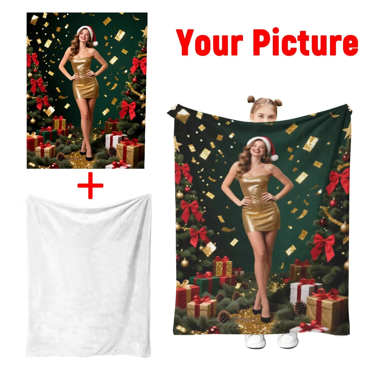 Personalisierter Flanellüberwurf – Laden Sie Fotos hoch |     Hexe/Vampir-Designs |     Gemütlich |     Büro/Auto |     Halloween-Geschenk für Süßes oder Saures